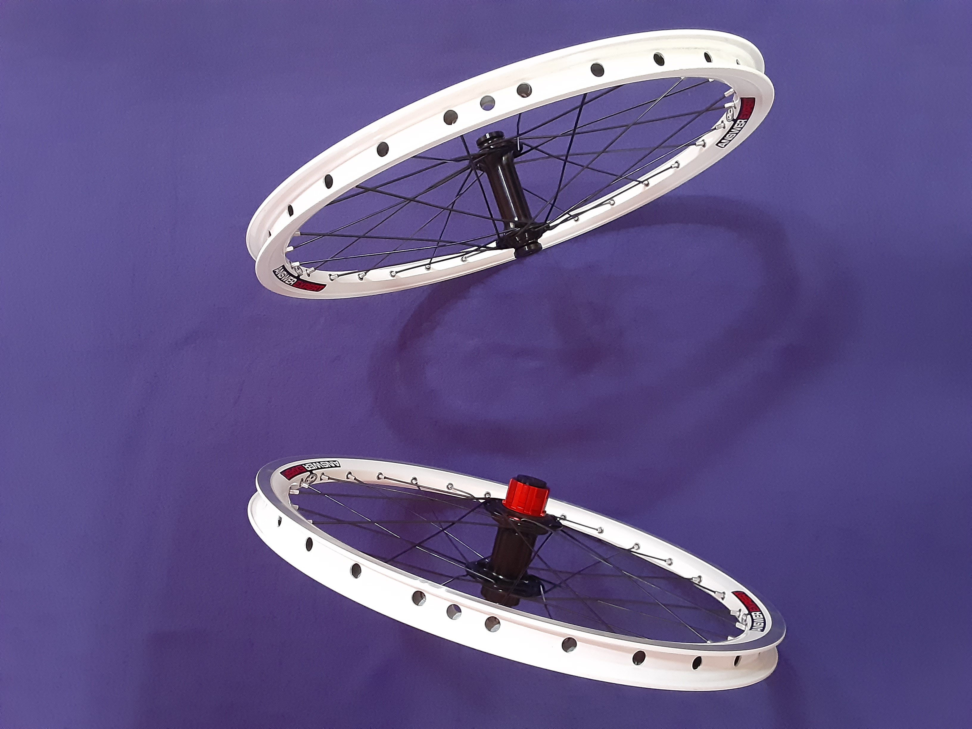 Custom White and Black Answer 20 x 1.50 Wheelset